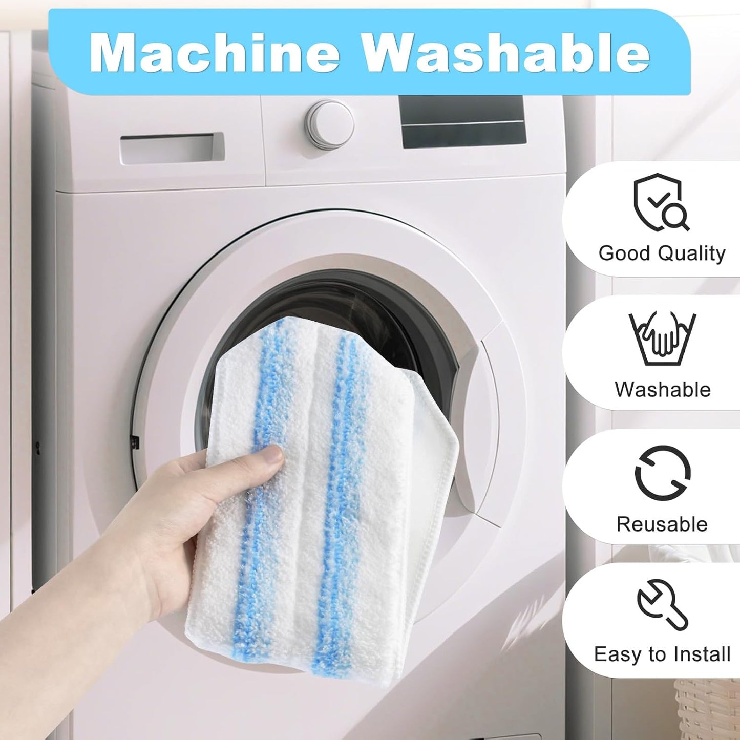 Mop Replacement Pads for OCedar H2prO Flat Mop System, 3 Pack Mop Pads for Ocedar H2prO Flat Mop, Microfiber Mop Heads Replacements for OCedar H2pro, Reusable Mop Refills Safe on Various Floors