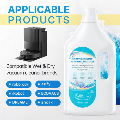 Nukisa 1L Sweet Orange Floor Cleaning Solution Compatible with Roborock&Eufy&iRobot&Ecovacs&Dreame&Shark, Fragrance Deodorization, Deep Cleans for Multiple Hard Floors, Suitable With All Robot Vacuum