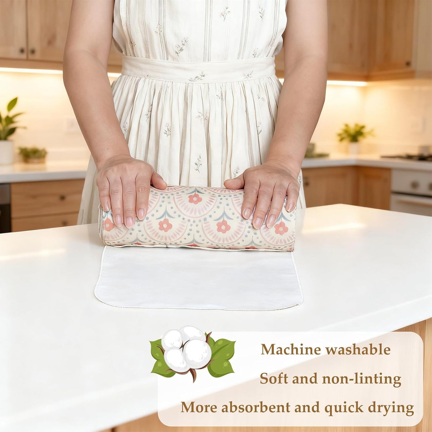 25 Pack Reusable Paper Towels, Paperless Towels Roll Washable Cotton Cloth for Kitchen Towels Zero Waste Products Alternative Paper Towels Alternative (Bohemian)