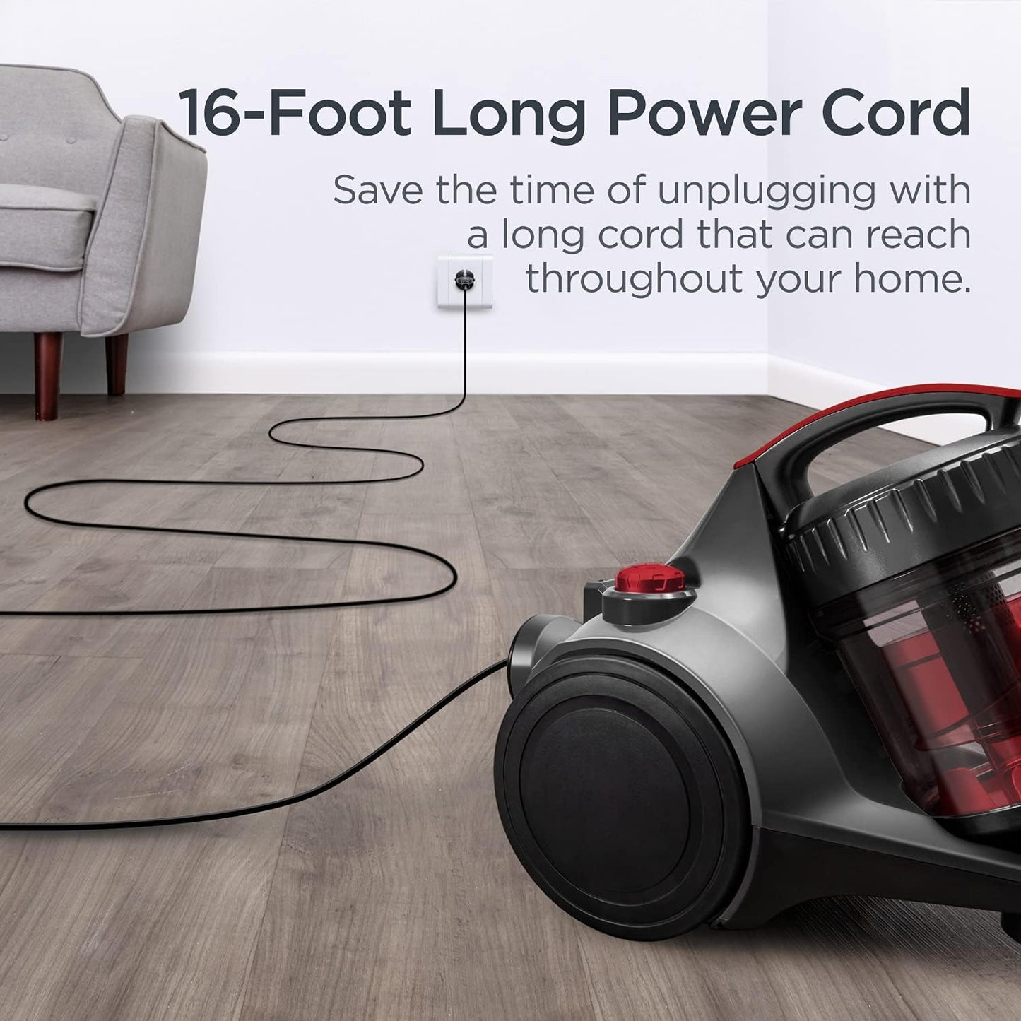 Eureka WhirlWind Bagless Canister 2.5L Vacuum Cleaner, Lightweight Vac for Carpets and Hard Floors, NEN110A, Blue