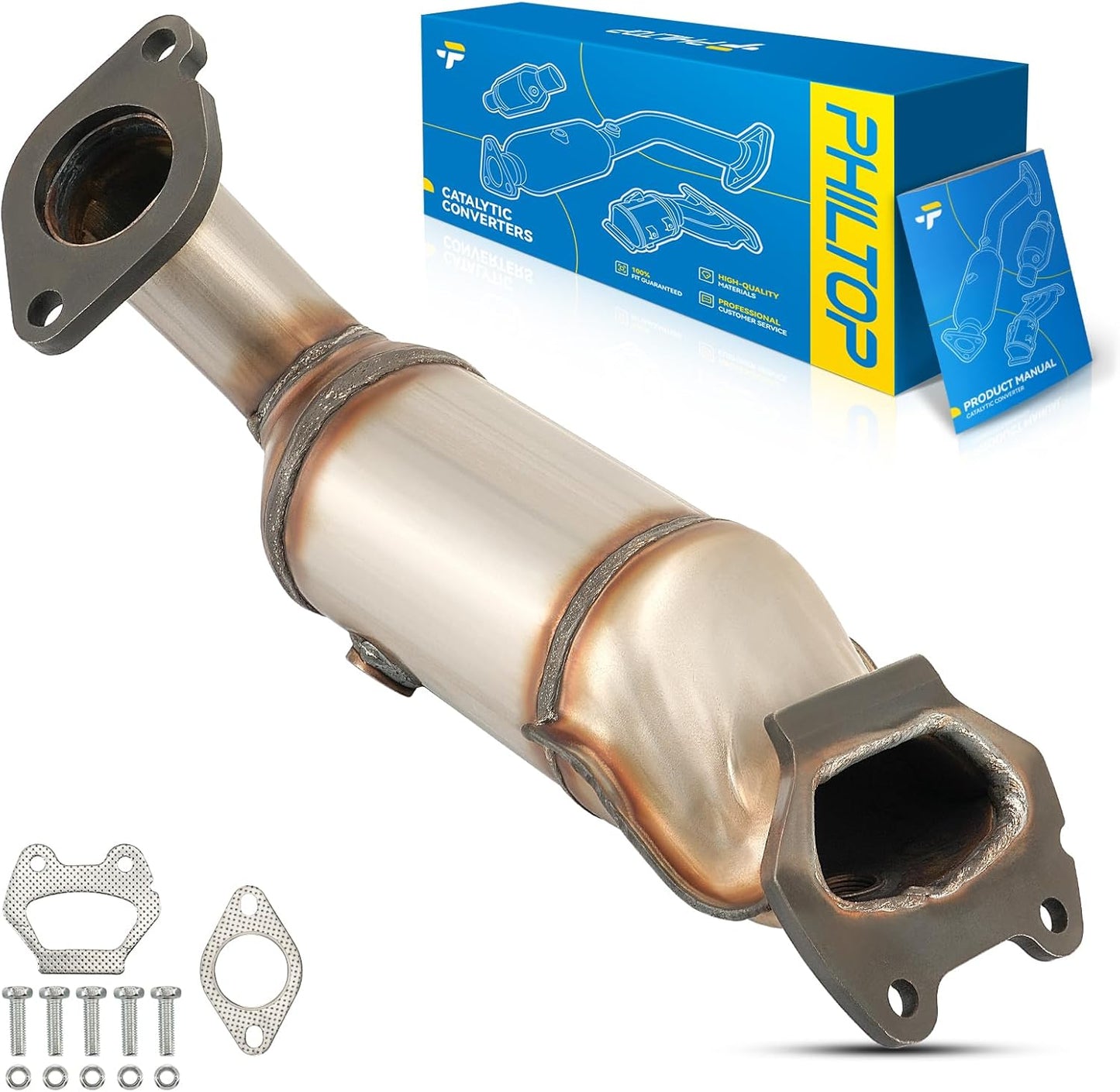 PHILTOP Left and Right Catalytic Converter Replacement For 2005-2010 300 2.7/3.5L V6 RWD, 2006-2010 Charger 2.7/3.5L V6 RWD, 2005-2008 Magnum 2.7/3.5L V6 RWD Replace 55434, 55433 (EPA Compliant) - Colors C