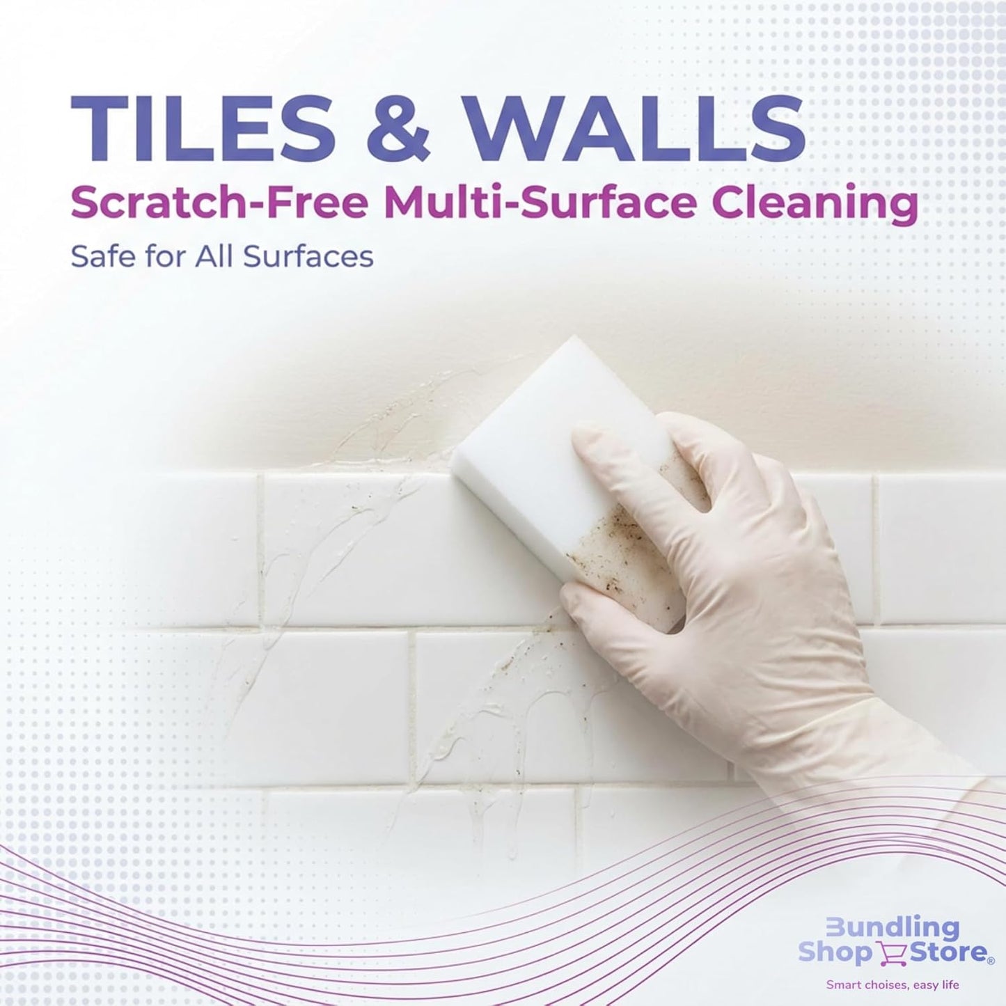 Melamine Sponge- Cleaning Pads 50 Count, High Density, Scratch Free Sponges (3.93in X 2.36in X 0.78in) for Kitchen, Bathroom, Tiles, Walls & Multi-Surface Cleaning