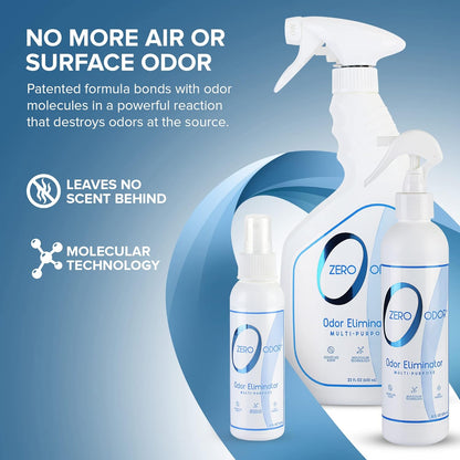 Zero Odor – Multi-Purpose Odor Eliminator - Air & Surface Odor – Patented Technology for Bathroom, Kitchen, Fabric, Closet- Smell Great Again, 16oz
