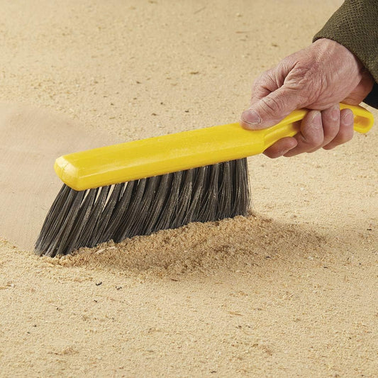 Rubbermaid Commercial 8 Inch Counter Brush Flagged Polypropylene Fill for Smooth Surface Sweeping Yellow 12.5" for Bathroom/Shower/Floor Tile/Decks/Car Tires/Outdoor
