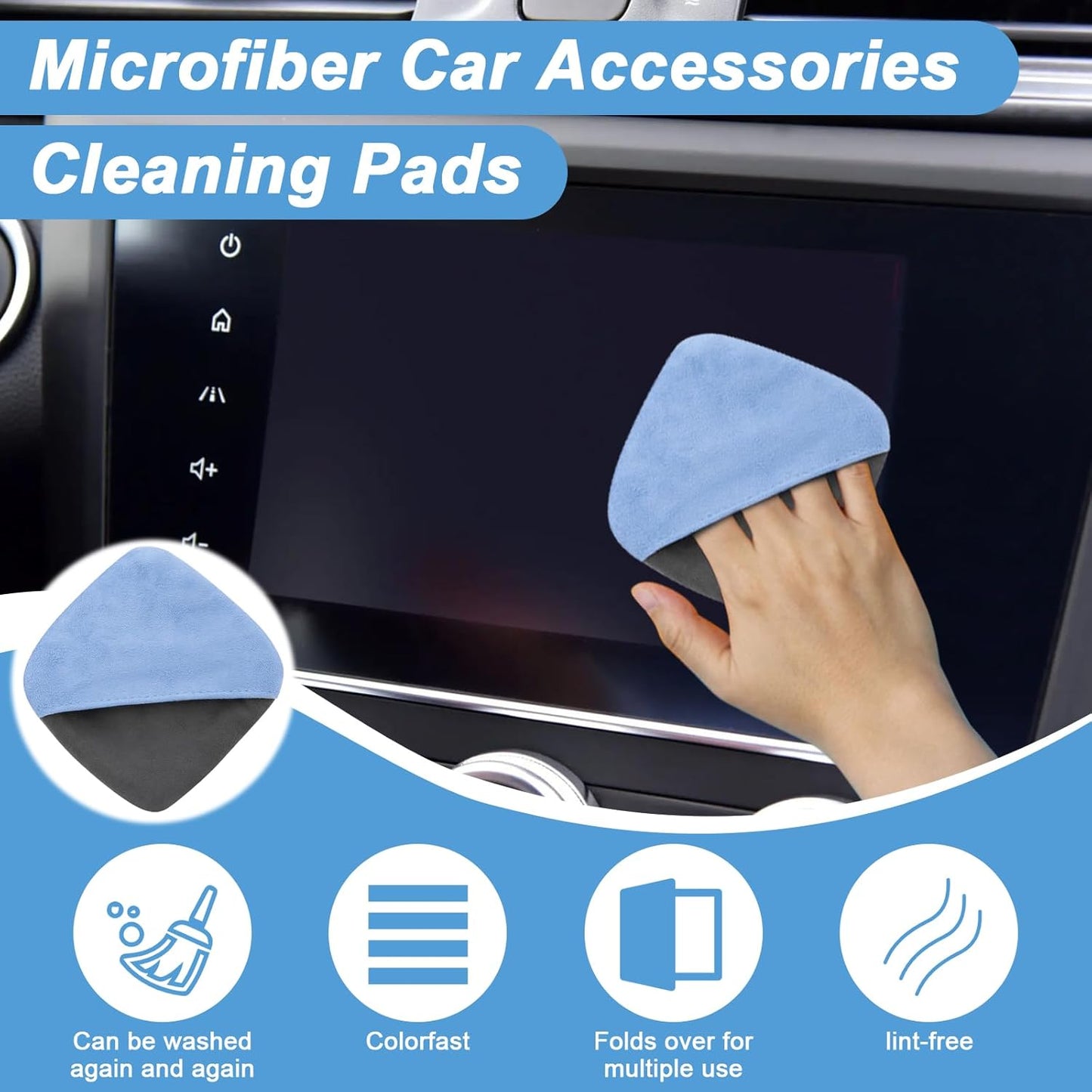 Car Screen Cleaner, 4.1''×4.1'' Microfiber Dashboard Wipes, Square Microfiber Cloth, Car Display Wipes,Vehicle Screen Cleaner Tool universal for Car Dashboard Car Display Car Interior Tools (Black)