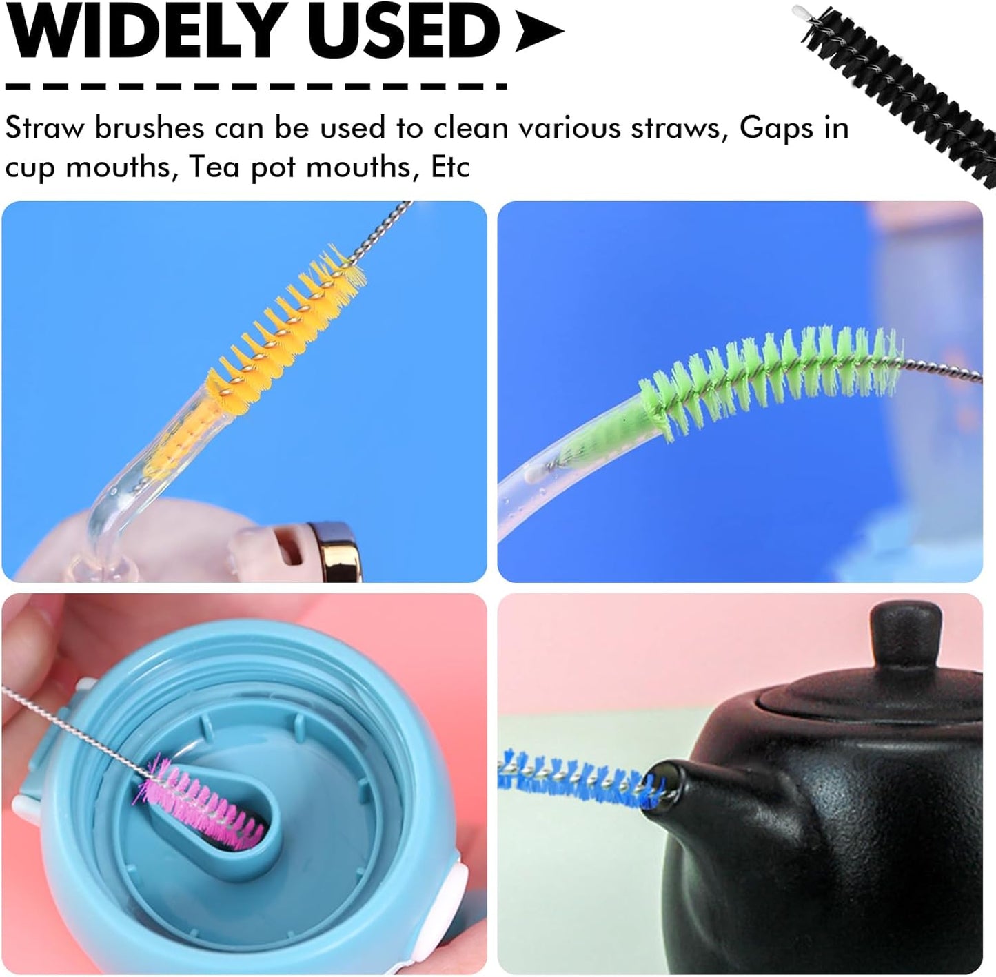 Straw Cleaner Brush 8PCS Long Straw Brushes Reusable Nylon Tube Brush Drinking Straw Cleaning Brush Set for Water Bottle, Straws, Tube, Flasks (8PCS Style 2)