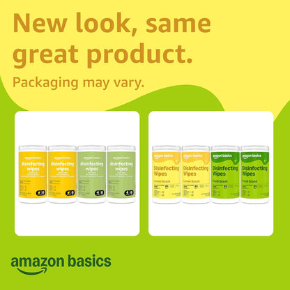 Amazon Basics Disinfecting Wipes, Lemon & Fresh Scent, Thick, Sanitizes/Cleans/Disinfects/Deodorizes, 340 Count (4 Packs of 85)