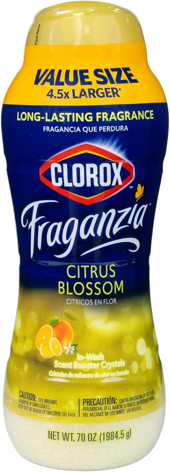 Clorox Fraganzia Laundry Scent Booster Crystals, In-Wash Fragrance Beads for Fresh-Smelling Clothes & Linens, Safe for All Fabrics & Colors, Easy-Pour Bottle, Vanilla Scent, 18 Oz, 2 Pack