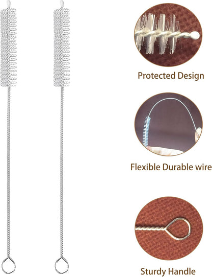 Straw Cleaner Brush, Straw Cleaning Brush by 304 Stainless Steel and Nylon Bristles, Hummingbird Feeders, Glass/Silicone Straws or Brush for Cleaning Straws.