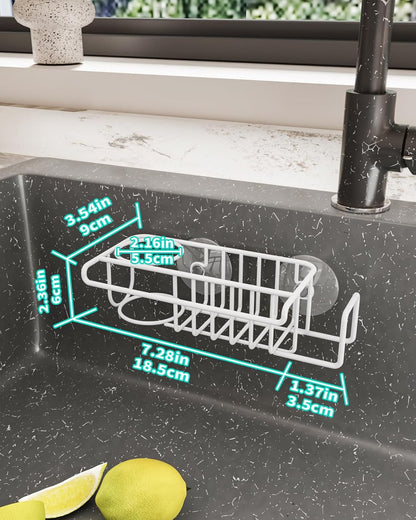 HapiRm 4 in 1 Kitchen Organizers and Storage, SUS304 Stainless Steel Brush Holder + Dish Cloth Hanger + Soap Rack + Sink Stopper Rack, No Drill Kitchen Essentials - Black