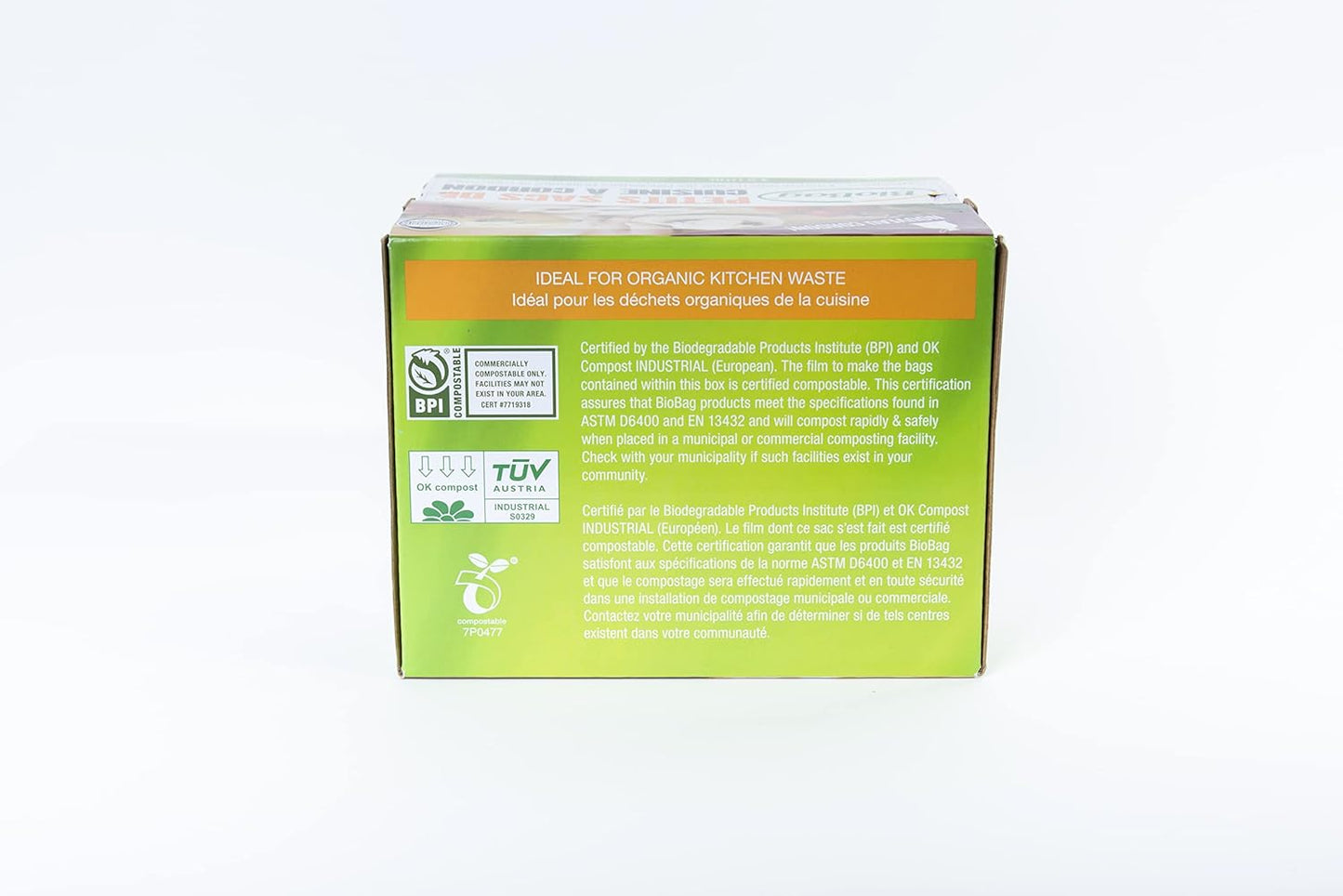 3 Gallon Compostable Food Scrap Bags by BioBag, 100 Count, BPI Certified, Meets ASTM D6400 Standards, Made in USA, Kitchen Trash Bin Liners