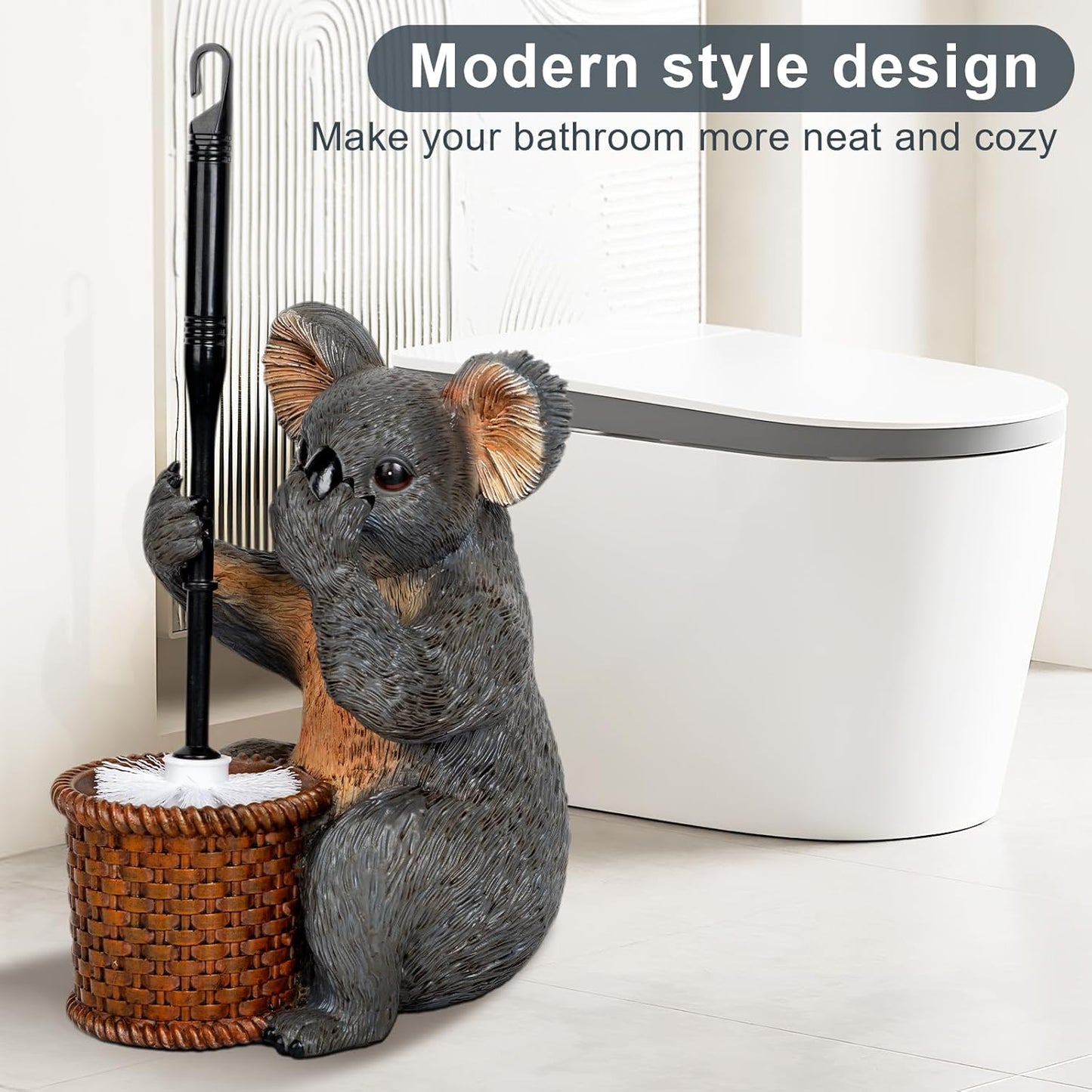 Toilet Brush Holder Set for Bathroom Super Cute Dog Base Solidly Toilet Bowl Brush and Holder Flexible and Durable Style Stylish Toilet Cleaner Brush Saving Storage Space Toilet Brushes for Bathroom