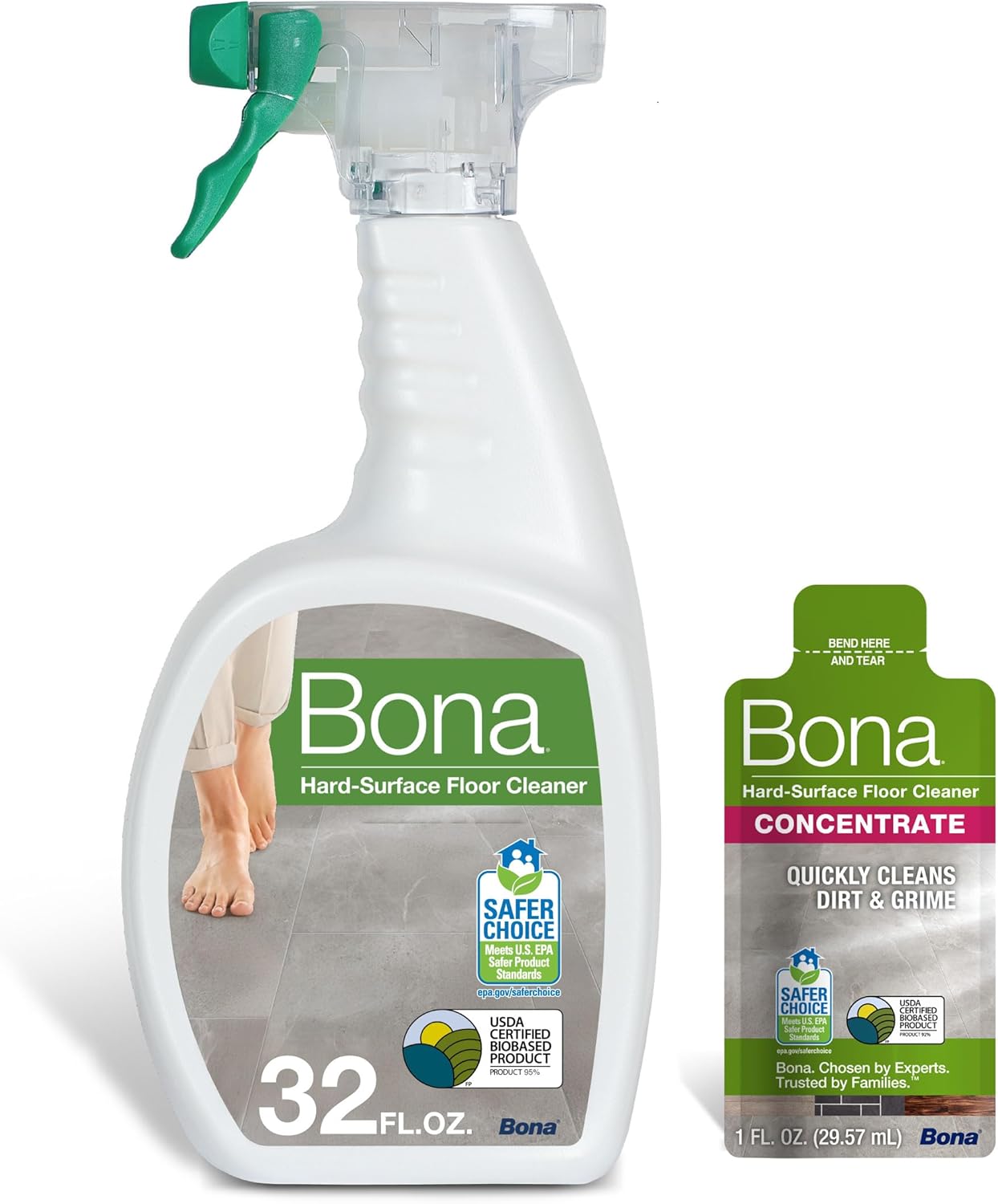 Bona Multi-Surface Floor Cleaner Refill - 128 fl oz - Lemon Mint - Residue-Free Floor Cleaning Solution refill for Spray Mop and Spray Bottles - For Use on Stone, Tile, Laminate, and Vinyl Floors
