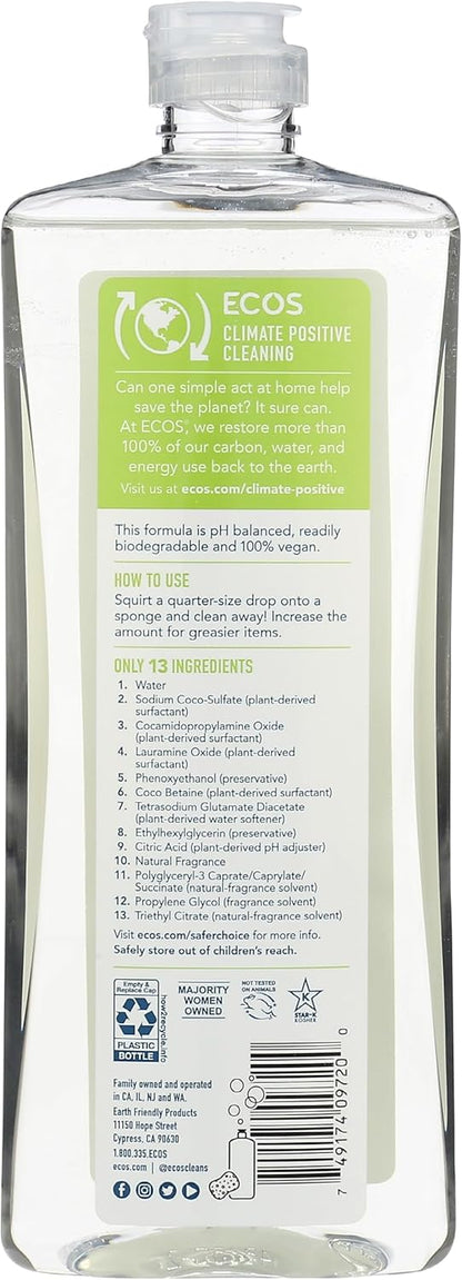 ECOS, Earth Friendly Products Dishmate Dishwashing Liquid Natural, Pear, 25 Fl Oz