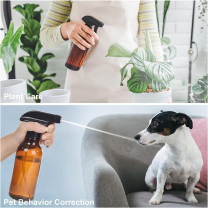 Plastic Spray Bottles, 2-Pack, 16.9 Oz, Mist & Stream, Heavy Duty Spraying, Empty Water Spray Bottle for Cleaning Solutions, Essential Oils, Hair, Plants, BBQ, Cat Dog Behavior Correction (Clear)