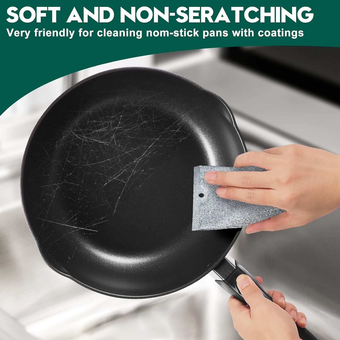 Steel Wool Scrubber, Wire Dishwashing Rags, 10 Pcs Multipurpose Wire Dishcloth, Wet & Dry for Cookware, Sinks, Dishes, Stoves & Fireplaces 5.9“ x 3.9”