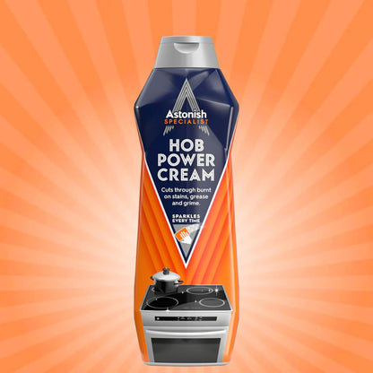 Astonish 500ml Specialist Hob Cleaner Zesty Lemon Cream for Electric Stovetops - Microwave Degreaser, Stove Surface Polish, Tough Grease Remover, Vegan Non Toxic Kitchen Scrub