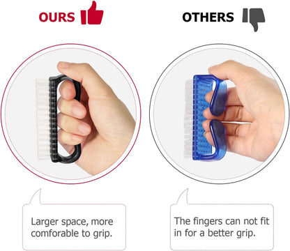 Larbois Handle Grip Nail Brush, Nail Brushes Hand Fingernail Brush Cleaner Scrubbing Kit Pedicure for Toes and Nails Men Women (4 Pack)