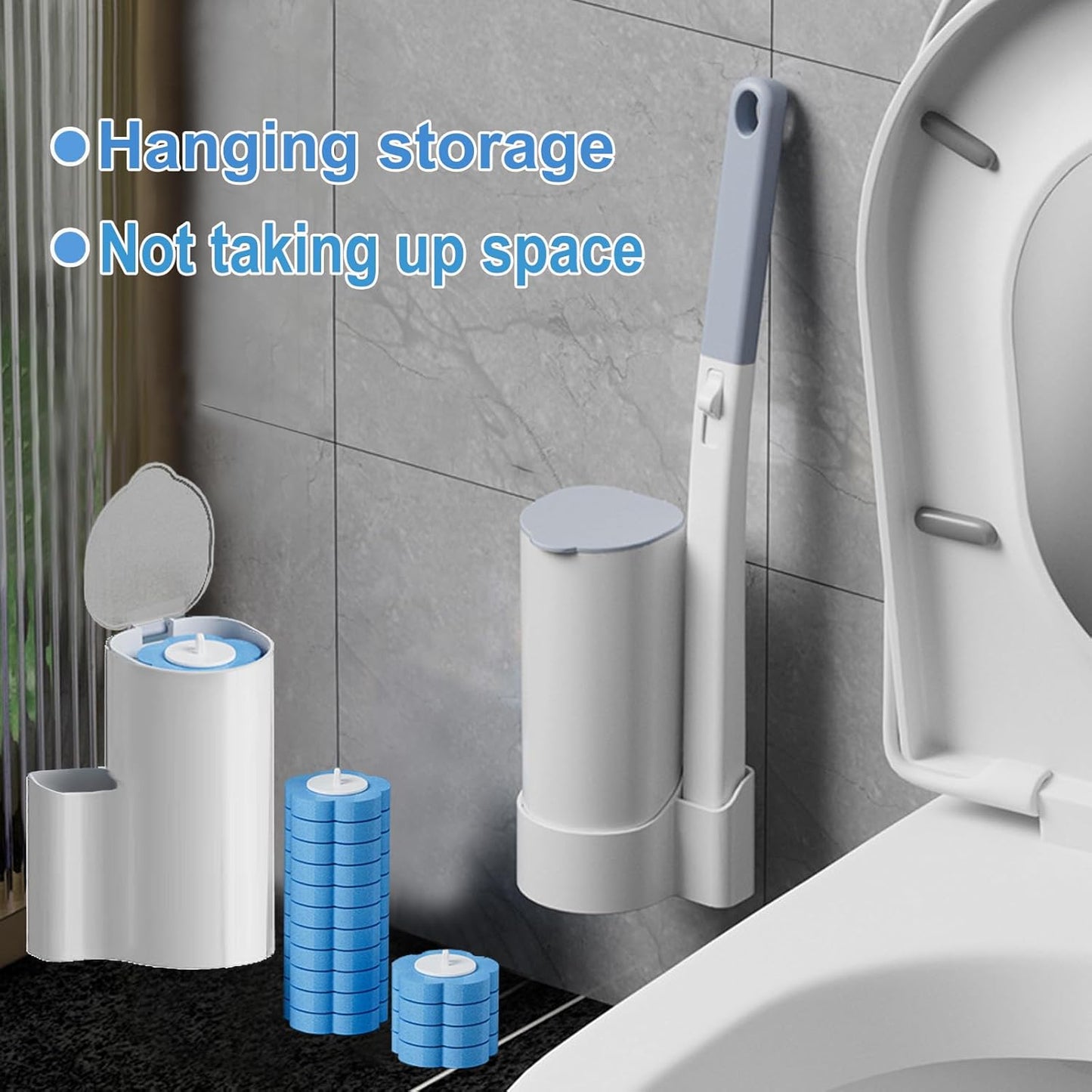 Disposable Toilet Brush， 2 Pack Toilet Wand and Holder with 54 Cleaner Refills Disposable Toilet Cleaning System Cleaner Pads for Toilet Bowl，Bathroom Cleaning，Sink，Bathtub - White