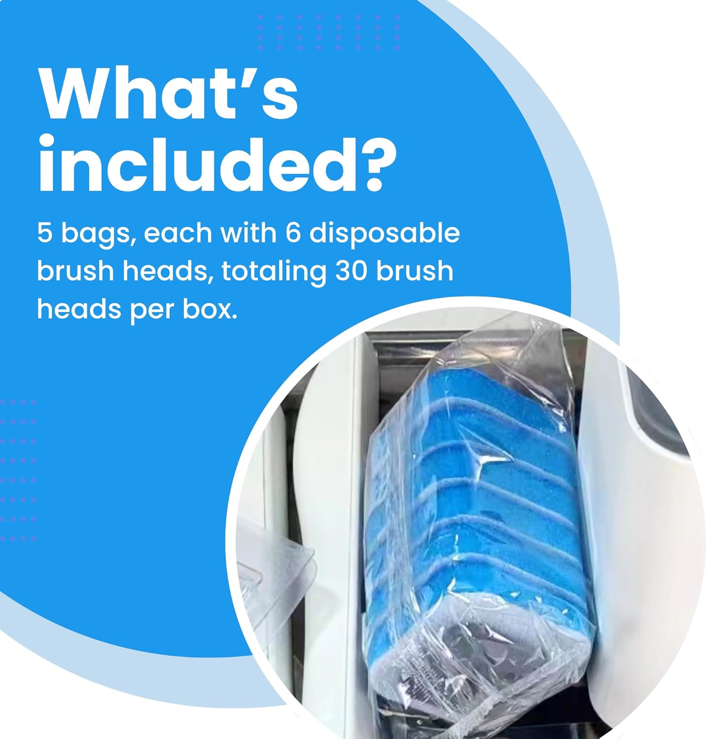 MIRACLEAN WizardFlush Toilet Brush Head Refill - Disposable Toilet Scrubber Refills - Removes Rust & Hard Water Stains - Toilet Bowl-Cleaner for Bathroom - 30 Disposable Brush Heads