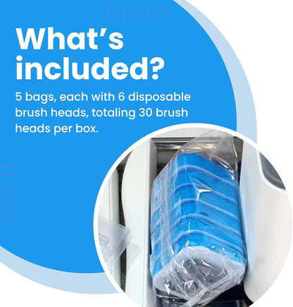 MIRACLEAN WizardFlush Toilet Brush Head Refill - Disposable Toilet Scrubber Refills - Removes Rust & Hard Water Stains - Toilet Bowl-Cleaner for Bathroom - 30 Disposable Brush Heads