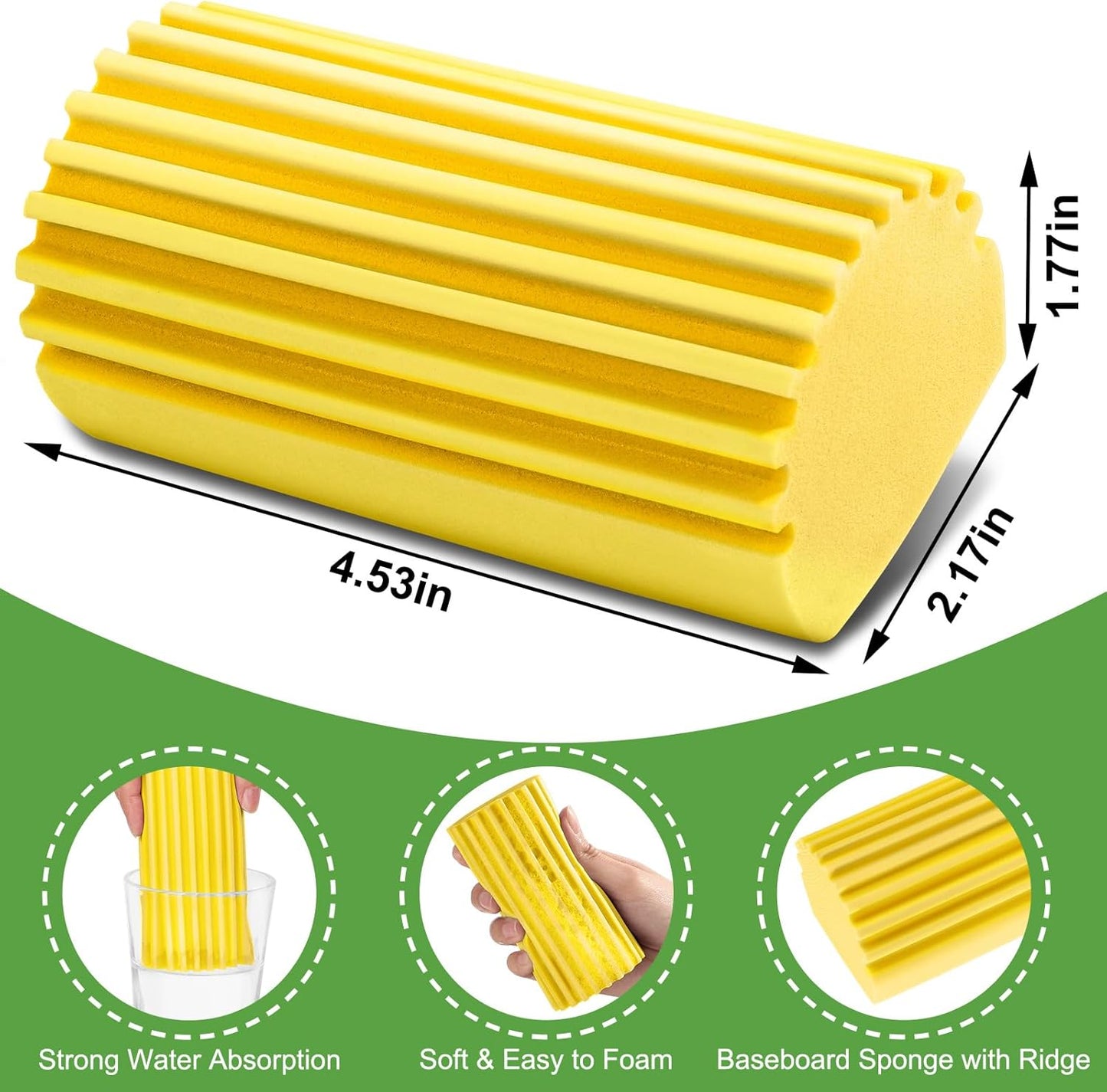 Jeymei 4-Pack Damp Clean Duster Sponge,Gray Damp Dusting Sponge,Duster Baseboard Cleaner Sponge with Ridges,Reusable Wet Duster Sponge,Household Cleaning Sponges for Blinds,Window Track Grooves