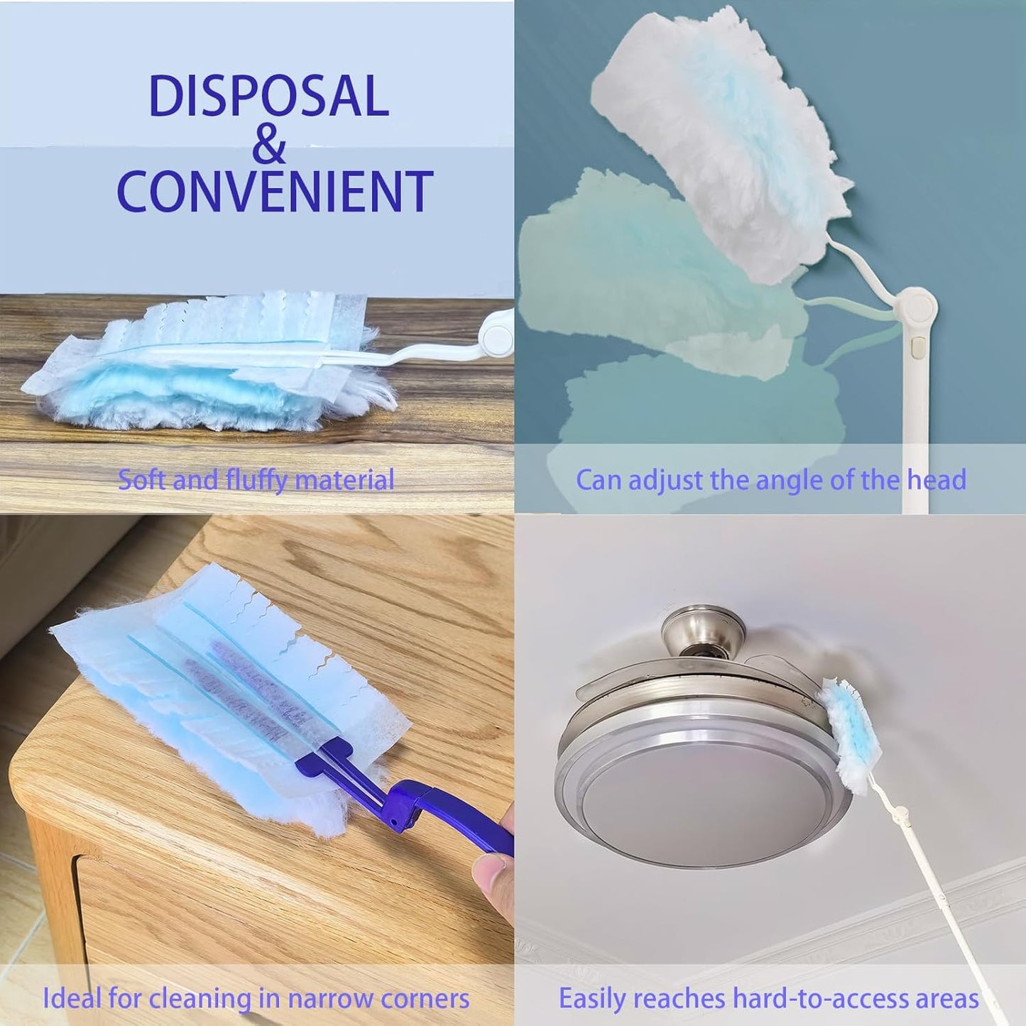 40Pcs Disposable Duster Refills, Electrostatic Fluffy for Cleaning Replacement Refills Bulk for Home Office Ceiling Surface Corner Dusting