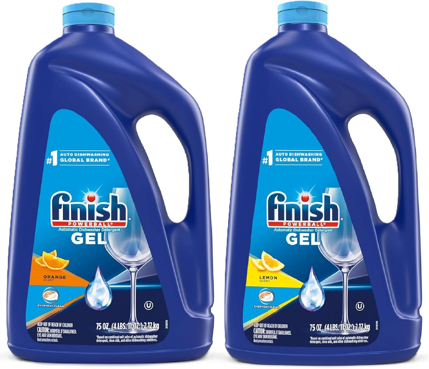 Bundle of Finish Scent Liquid Gel, Orange Fresh, 75 Ounce + Finish Gel Liquid Dishwasher Detergent, Advanced Deep Cleaning Power Dish Soap, Fights Tough Stains, Septic Safe, Lemon Scent, 75oz