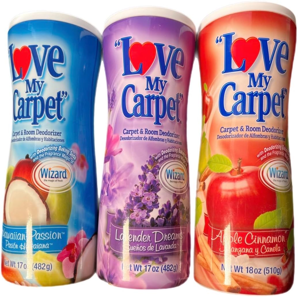 Deodorizer Variety Pack, Carpet and Room Deodorizer, Hawaiian Passion, Lavender Dreams, Apple Cinnamon, 3-Pack