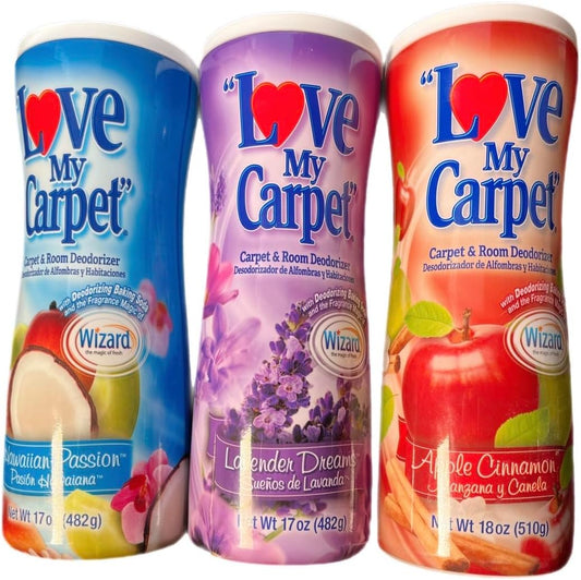 Deodorizer Variety Pack, Carpet and Room Deodorizer, Hawaiian Passion, Lavender Dreams, Apple Cinnamon, 3-Pack