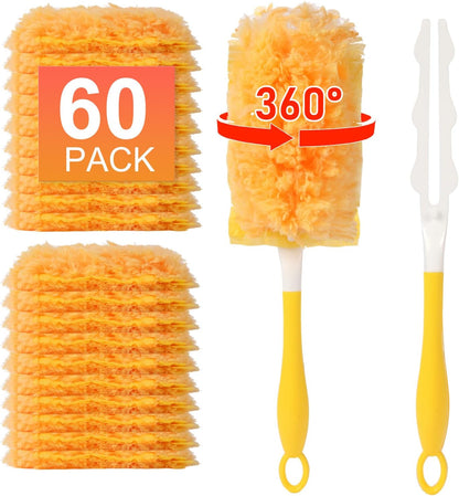 18 Count Duster Refill for Swiffer Duster with 1 Handle - 360° Multi-Surface Larger Size Feather Dusters, Disposable Duster Kit for Cleaning Home, Furniture, Blinds and Ceiling Fans