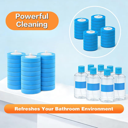 SOPAMI 32pcs Disposable Toilet Brush Sponge Head Refills, 5-Layer Pre-Loaded Rich Foam Sponge Replacement. Scrub Heads for Disposal Toilet Brush Wand. (32pcs Refill Heads)