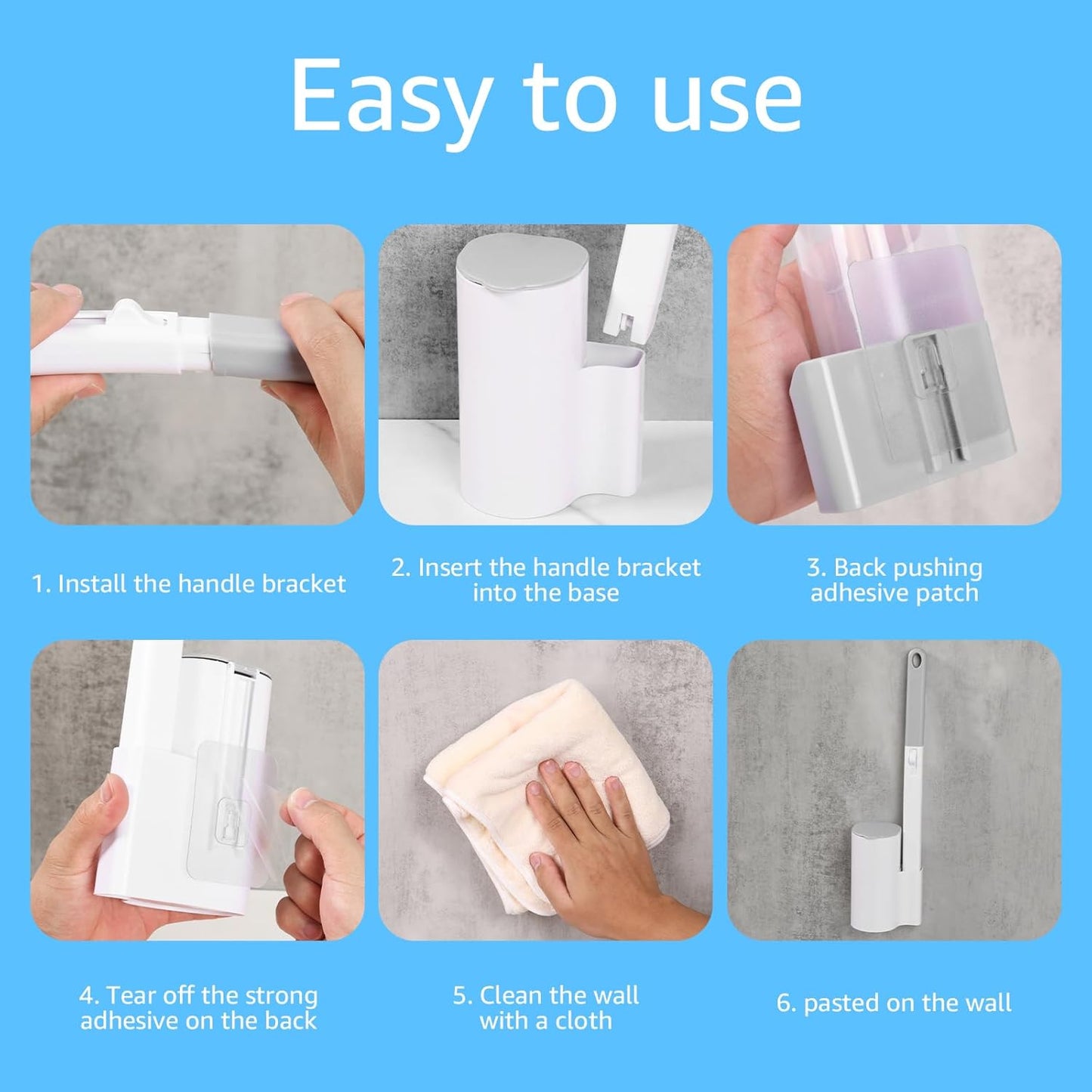 36 Toilet Brush Refills Replacement Heads for Wall Mounted Toilet Cleaning Kit Extended Handle 360 Deep Cleaning Bathroom