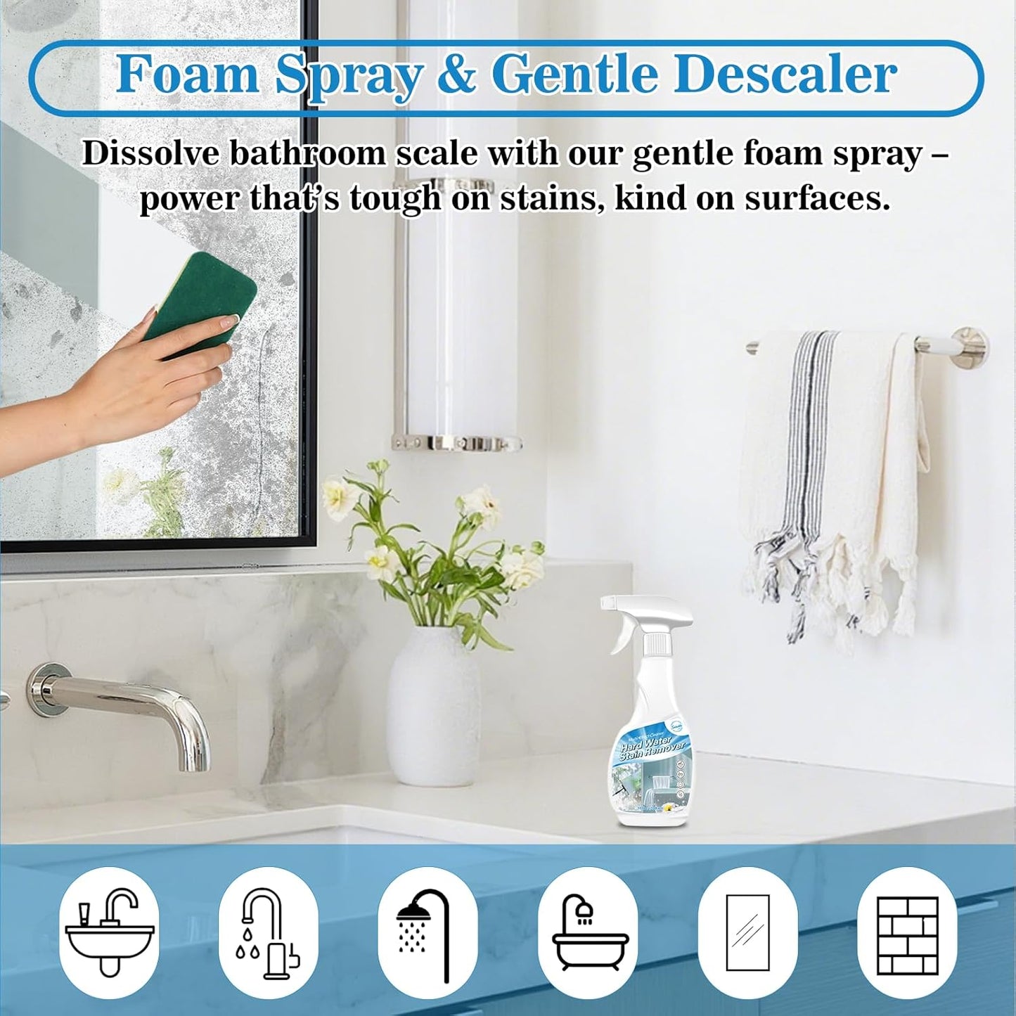 Snowlily Hard Water Stain Remover – 20 Oz Glass Shower Door Cleaner, Soap Scum & Calcium Remover for Windows, Tile, Grout, Toilet, Tubs – Bleach-Free Spray