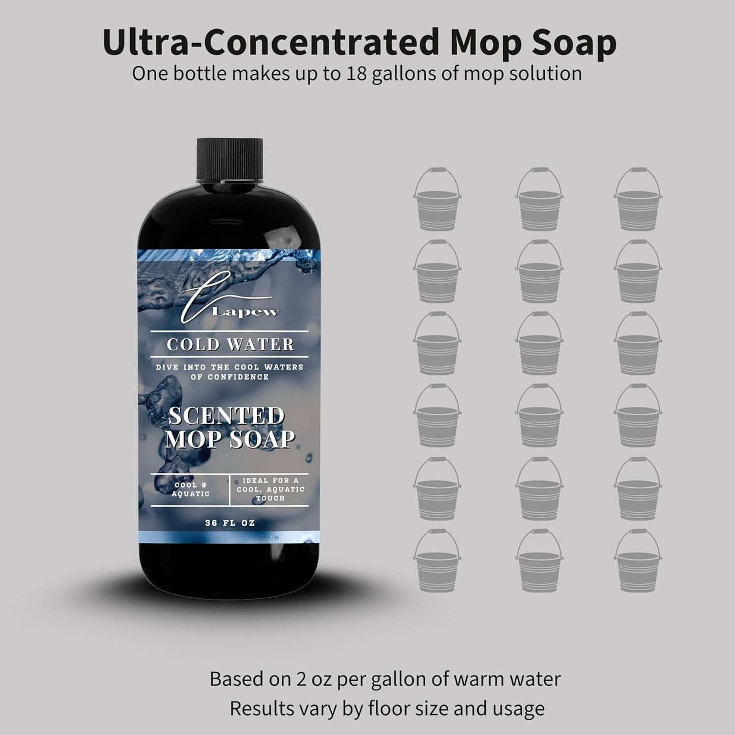 Lapew Santal Scented Mop Soap - Luxury Floor Cleaner Concentrate for Mopping Tile, Laminate, Vinyl & Hardwood | Streak-Free, Low-Foam | 36 oz - Colors A