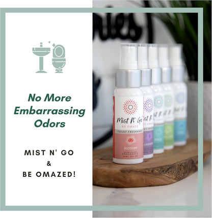 Mist N’ Go by Omaze Travel Bathroom Spray for Toilet Spray Odor Eliminator - Travel Toilet Spray for Bathroom Air Freshener Spray for Bathroom Deodorizer - Clean Mix, Travel Size (1oz x2)