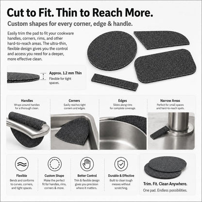3PACK Korea Steel Sponge for Stainless Steel Pans Cookware - Croppable Professional Stainless Steel Pan Sponges for Heavy Duty Burnt-On Stain Removal, Mirror Shine Restorer (3PCS)
