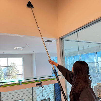 20 Foot Painted Wall Cleaner Mop with 12 Ft Heavy Duty Extension Pole, 3-in-1 High Ceiling Cleaning Tool with 4 Microfiber Chenille Pad, Cobweb Duster, Fan, Baseboard, Window Squeegee Kit (12ft)