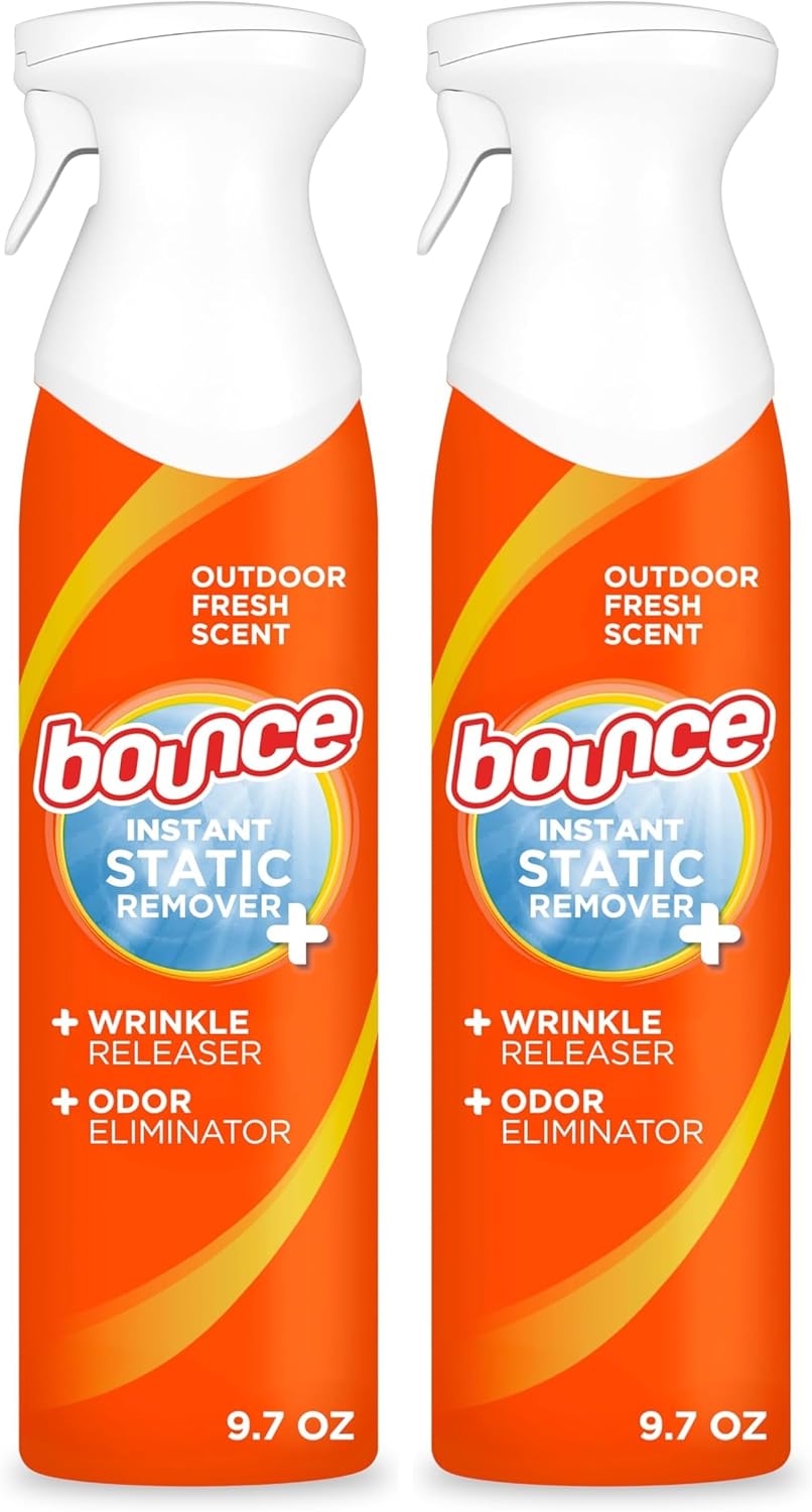 Bounce Anti Static Spray, 3 in 1 Instant Anti Static Spray & Instant Wrinkle Release, Odor Eliminator and Fabric Refresher Spray (9.7 Fl Oz, Pack of 1)
