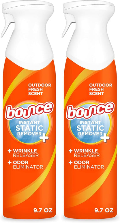 Bounce Anti Static Spray, 3 in 1 Instant Anti Static Spray & Instant Wrinkle Release, Odor Eliminator and Fabric Refresher Spray (9.7 Fl Oz, Pack of 1)