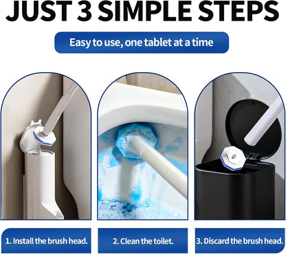 Disposable Toilet Brush - Toilet Bowl Cleaner, Toilet Cleaning Supplies, Toilet Brush with Holder, Toilet Bowl Cleaner Wands，40 Refills for Toilet Cleaning and Hygienic Bathroom Maintenance