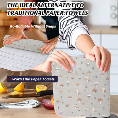 Paper Towels Washable Roll: 25Pack Cotton Cloth Paper Towels 11.8x11.8In Absorbent Soft Flannel Paperless Towels Alternative for Kitchen Reusable Napkins Zero Waste (Flower, Large)