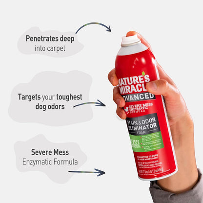 Nature’s Miracle Advanced Stain and Odor Eliminator Dog Spray, Fresh Scent, Severe Mess Enzymatic Formula For Tough Pet Messes, 32 oz
