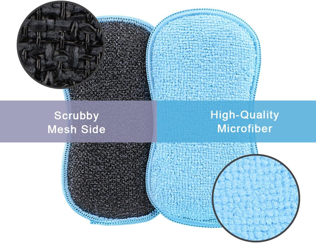 HOMEXCEL 12 Pack Multi-Purpose Scrub Sponges Kitchen, Dish Sponge, Non-Scratch Microfiber Sponge for Efficiently Cleaning Dishes, Pots, and Pans (Multicolor)