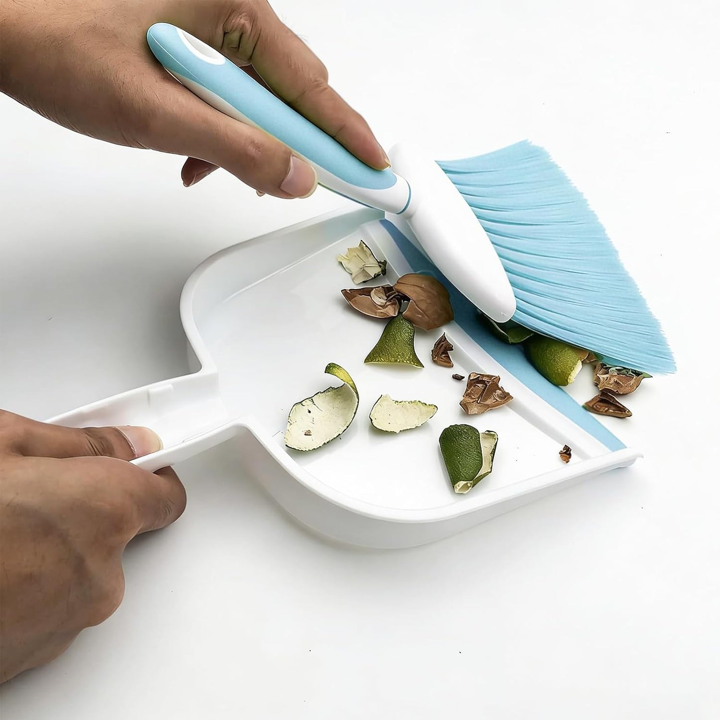 Dust pan, Mini Dustpan and Brush Set, Small Broom and Dustpan Set, Small Hand Broom and dust pan Set, Whisk Broom, Dust pan and Brush for Desk, Table, Home, Kitchen (Light Green 2pcs)