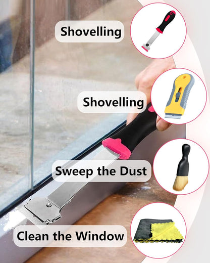 2 Pack Razor Blade Scraper with 10 Plastic and 20 Metal Blades for Removing Paint, Registration Sticker, Grease from Windshield, Glass Top Stove Cooktop Scraper
