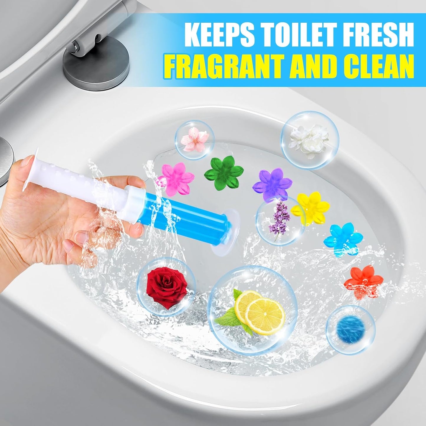 4 Pack Toilet Gel Stamp, 48 Stamps 4 Kinds Of Scent Toilet Bowl Cleaner Gel, Long-Lasting Flowers Shaped Bathroom Freshener, Keeps Toilet Fresh Fragrant and Clean
