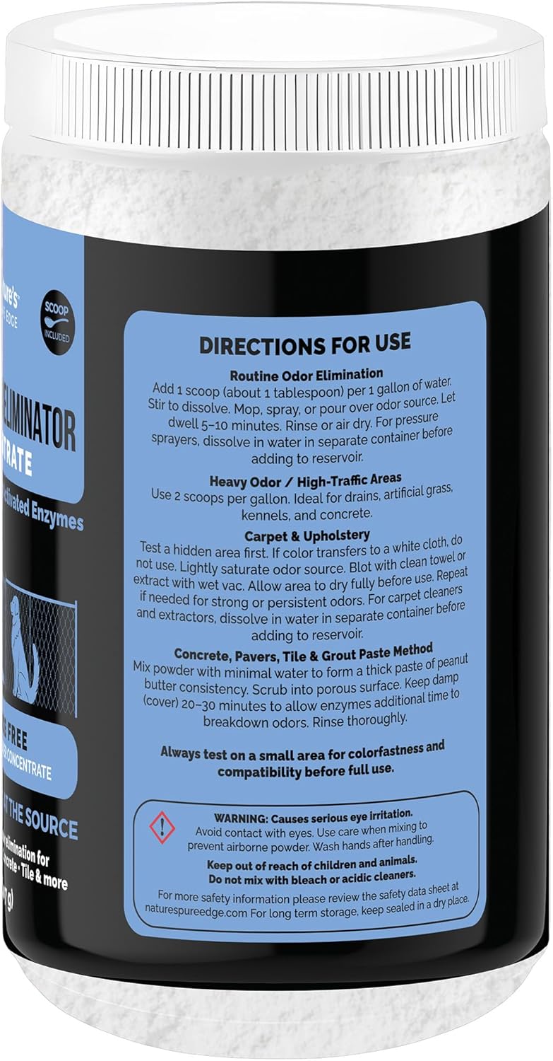 Nature's Pure Edge Enzyme Powder Concentrate Makes 86 Gallons - Professional Use for Kennel and Pet Odor Elimination - Removes Urine Poop from Carpets Floors - Sunny Citrus