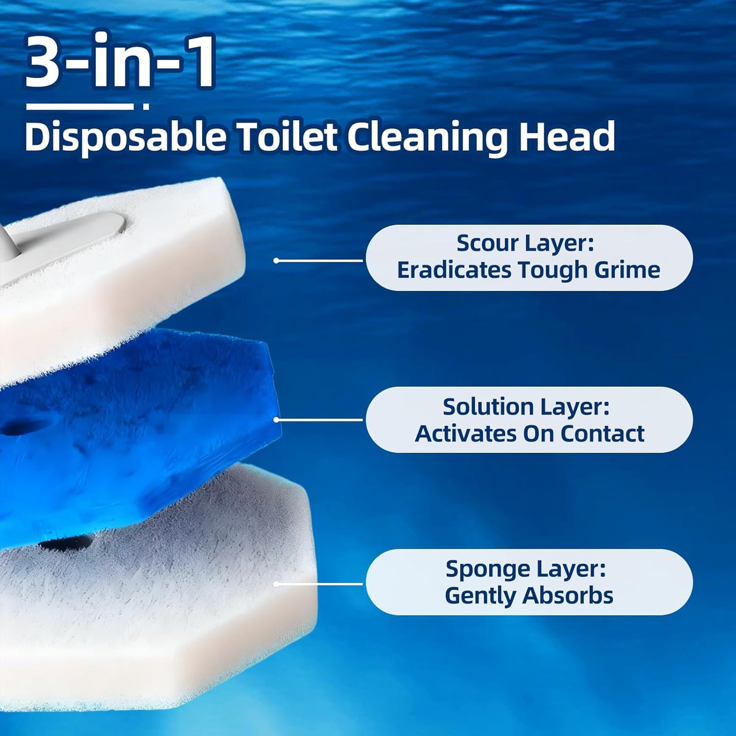 40 Count Toilet Cleaner Refill Pads Compatible with Clorox ToiletWand, High-Density Disposable Toilet Brush Refills for Powerful Scrubbing