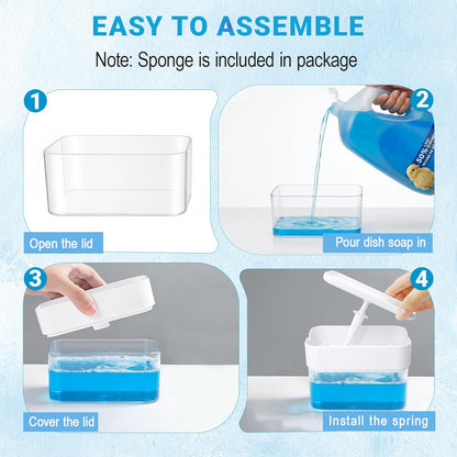 Dish Soap Dispenser Compatible with Dawn - 10oz BPA-Free Plastic Soap Dispenser with Sponge Holder Compatible with Dawn,All-in-One Sink
